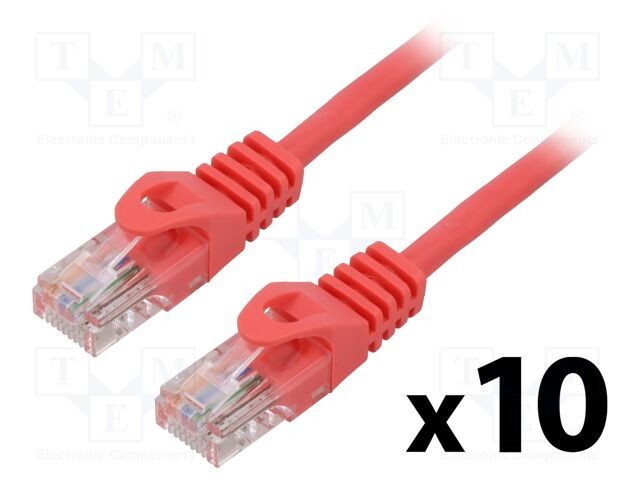 Cablul Patch U/UTP 5e CCA PVC roșu 0,5m 26AWG Fire 8 LANBERG