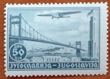 YUGOSLAVIA-1940-''PASTA-AERO-Avion Foker peste podul Sava-Belgrad''-1VAL.(Cat Mi=9e) timbre-nestampilat MNH'' -Vezi-Scan