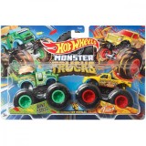 Set 2 masini Monster Truck, Hot Wheels, Bins of Steel si All Fried up, 1:64, HLT64