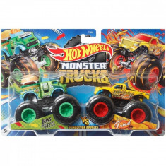 Set 2 masini Monster Truck, Hot Wheels, Bins of Steel si All Fried up, 1:64, HLT64