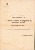 HST A1428 Tipizat 1915 Osterreichische Kriegsanleihe &Icirc;mprumut război