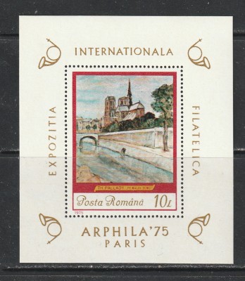 Romania 1975 - #883 Expozitia Filatelica Intrernationala &amp;quot;Arphila 75&amp;quot; S/S 1v MNH foto