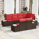 vidaXL Set de canapele pentru grădină cu pernă 7 pcs Maro poliratan 3347104
