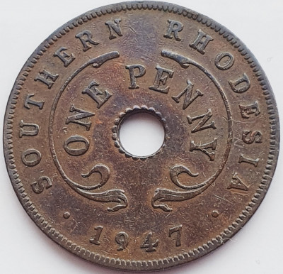 2597 Rhodesia de Sud 1 penny 1947 George VI km 8 foto