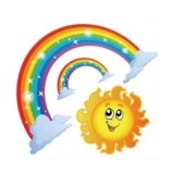 Sticker Decorativ pentru Perete, Curcubee cu Soare Vesel, Autocolant Autoadeziv, Premium, CBD CORAL BEST DEALS Galben Albastru 30 cm 30 cm 30 cm Galbe