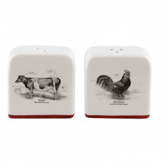 Set ceramica alb rosu solnita si pipernita Cow 6*3*7 cm foto