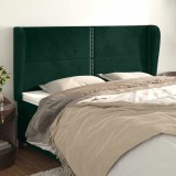 vidaXL Tăblie pat cu aripioare verde &icirc;nchis 183x23x118/128 cm catifea 3117879
