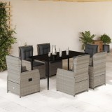 vidaXL Set mobilier de grădină cu perne, 7 piese gri deschis poliratan 3262900