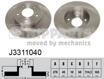 Disc frana NISSAN ALMERA TINO (V10) (1998 - 2006) NIPPARTS J3311040 foto