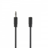 Cablu audio Jack Stereo 3.5mm tata - 3.5mm mama 2m negru Nedis