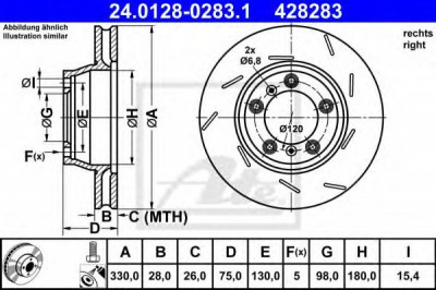 Disc frana PORSCHE PANAMERA (970) (2009 - 2016) ATE 24.0128-0283.1 foto