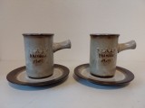 Set 2 cesti de cafea, cu farfurioare, Vintage West Germany, 11cm inaltime, deosebite