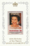 Montserrat 1986-Regina Elizabeth II-a,60 ani,colita aniversara,dantelata,MNH, Regi, Nestampilat