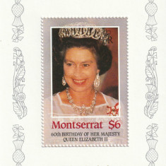 Montserrat 1986-Regina Elizabeth II-a,60 ani,colita aniversara,dantelata,MNH