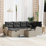 Cumpara ieftin Set de canapele pentru grădină cu pernă 7 pcs Gri deschis