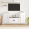 VidaXL Set comodă TV, 3 piese, alb, lemn prelucrat