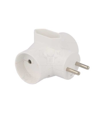 R-20 Conector AC supply splitter Layout 2P Type round flat white foto