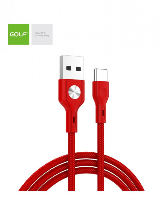 Cablu USB la USB Type C Golf CD Leather 3A rosu 1m GC-60t