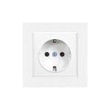 Priza Schuko 16A 250V Leziter Nova cu cadru alb, montaj incastrat, IP20