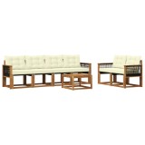 vidaXL Set de canapele de exterior cu pernă 7 pcs Natural și Crem 3381790