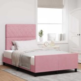 vidaXL Pat cu arcuri cu headboard Roz 120 x 200 cm Catifea 3344866