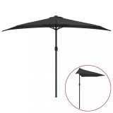 Cumpara ieftin Umbrela de balcon tija aluminiu negru 300x155x223cm semirotund