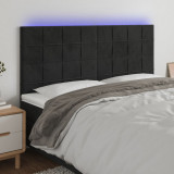 VidaXL Tăblie de pat cu LED, negru, 183x16x118/128 cm, catifea
