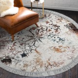 Cumpara ieftin Covor de Hol Rotund Amira,Lavabil, Antiderepant, Multicolor, 100x100 cm