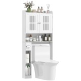 HOMCOM Mobilier WC deasupra toaletei mobilier baie cu dulap cu două uși și suport pentru h&acirc;rtie 80x19,5x170cm alb | Aosom Romania