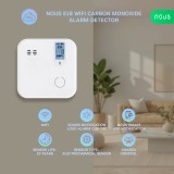 Detector de monoxid de carbon Smart NOUS E18, Wi-Fi 2.4 GHz, ecran LCD, alarma sonora 85 dB, notificari pe telefon, compatibil Alexa si Google Assista