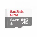 CARD MicroSD SANDISK, 64 GB, MicroSD, clasa 10, standard UHS-I U1, &quot;SDSQUNR-064G-GN3MA&quot; (timbru verde 0.03 lei)