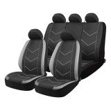 Huse auto universale pentru scaune fata si spate set 9 piese SC19 AMiO 04619, negru-gri, pentru autoturisme, compatibile cu airbag
