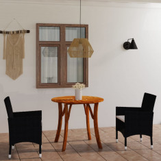 Set mobilier de gradina, 3 piese, negru foto