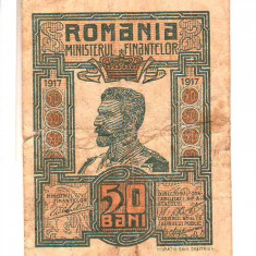 SV * Romania 50 BANI 1917 * Regele Ferdinand I * WWI