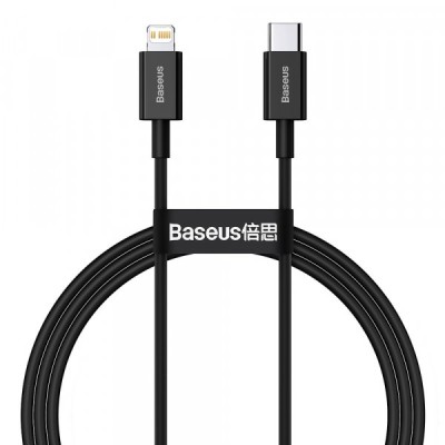Cablu Date si Incarcare USB-C - Lightning Baseus Superior Series, 20W, 1m, Negru CATLYS-A01 foto