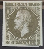 Romania 1872 - Carol l ,, Bucuresti l &#039;&#039;,1 cu 1/2 bani oliv pe verzui