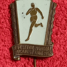 Insignă sportivă România - Al- IV lea Festival Mondial - București-1953