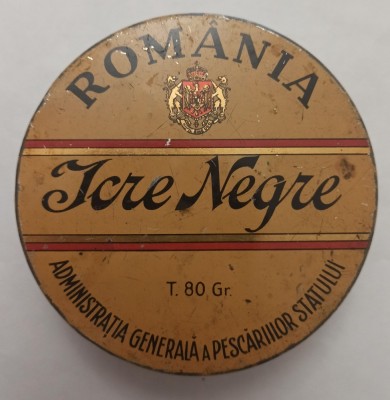Icre negre// cutie de tabla Administratia Generala a Pescariilor Statului, perioada regalista foto