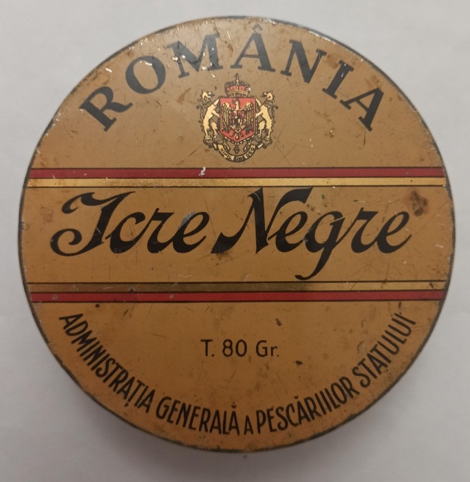 Icre negre// cutie de tabla Administratia Generala a Pescariilor Statului, perioada regalista