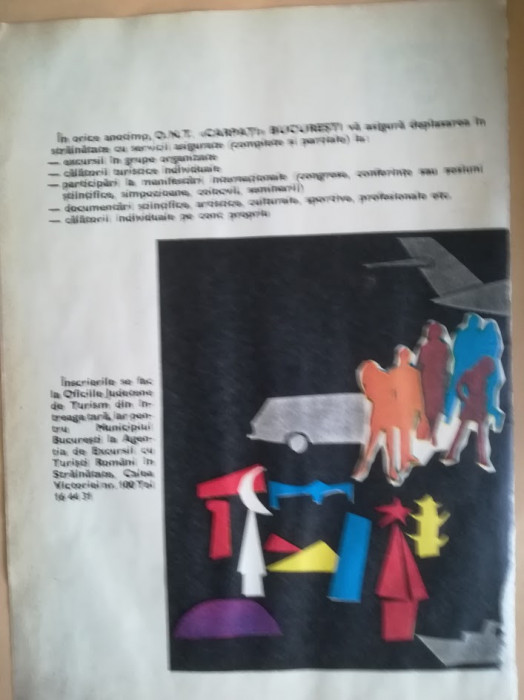 1978, Reclama ONT Carpati 24 x 16 cm, BUCURESTI, turism in comunism