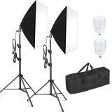 Cumpara ieftin Kit de 2 softboxuri, 2 trepiezi reglabili 200 cm, 2 becuri LED 35W, geanta de transport inclusa, Dactylion