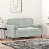Canapea cu 2 locuri cu pernute, gri deschis, 120 cm, catifea GartenMobel Dekor, vidaXL
