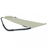 vidaXL Pat Grădină Crem 200x90cm Oțel + 2 Perne Confortabile, Huse Lavabile. Șezlong Exterior Relaxare Terasă/Plajă