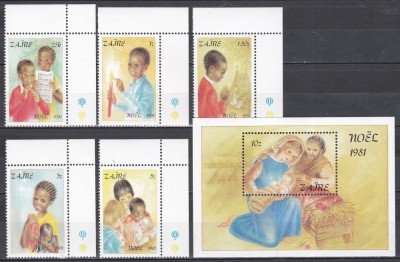 Zair 1981 - Crăciun, Serie + Colita, MNH foto
