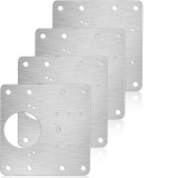 Set 4 x Placa de fixare pentru repararea balamalei, Otel inoxidabil, 9 x 9 cm, Argintiu, Oem
