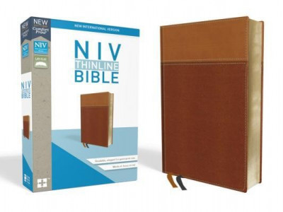 NIV, Thinline Bible, Imitation Leather, Tan, Red Letter Edition foto