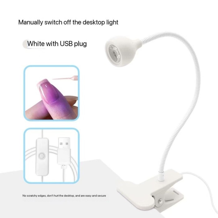 Lampă LED-lanternă cu clemă, flexibilă, cu conector USB, 3W, albă