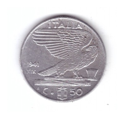 Moneda Italia 50 centesimi 1941, stare relativ buna, curata foto