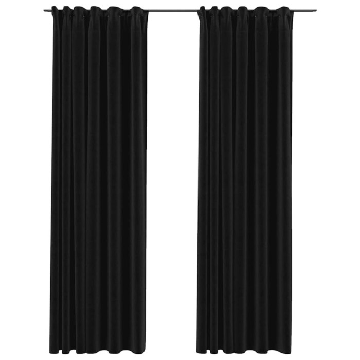 Draperii opace aspect in, carlige, 2 buc., antracit, 140x225 cm