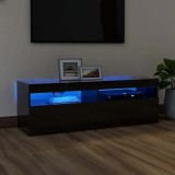 Cumpara ieftin Comodă TV cu lumini LED, negru extralucios, 120x35x40 cm
